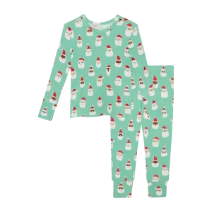 Posh Peanut Basic Long Sleeve Loungewear Pajama & Pants in Santa Medley