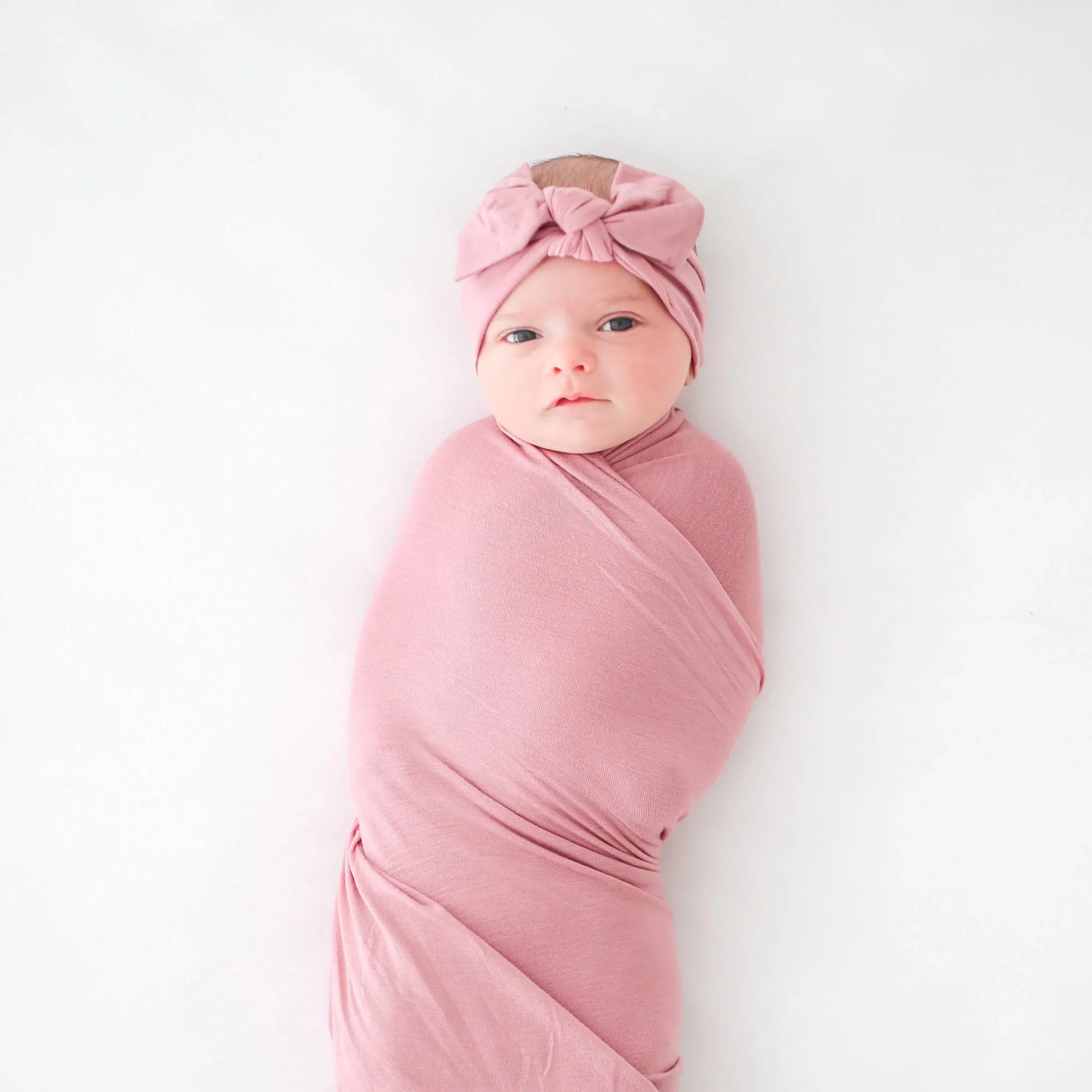 Posh Peanut Dusty Rose-Infant Swaddle and Headwrap Set