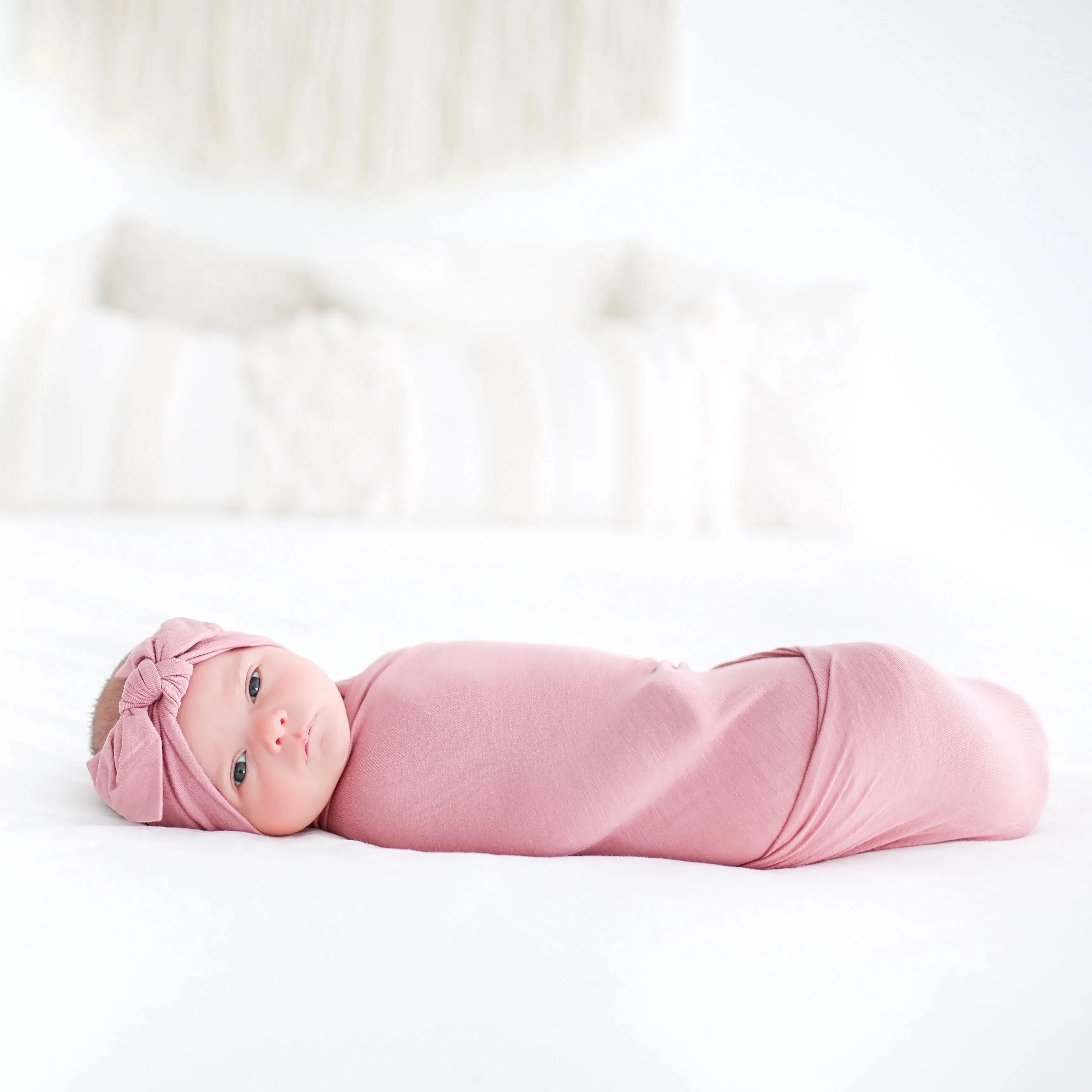 Posh Peanut Dusty Rose-Infant Swaddle and Headwrap Set
