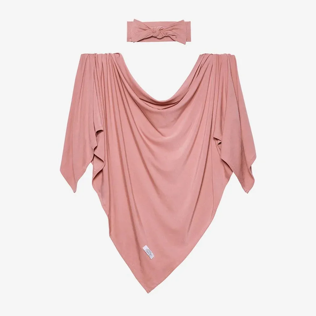 Posh Peanut Dusty Rose-Infant Swaddle and Headwrap Set