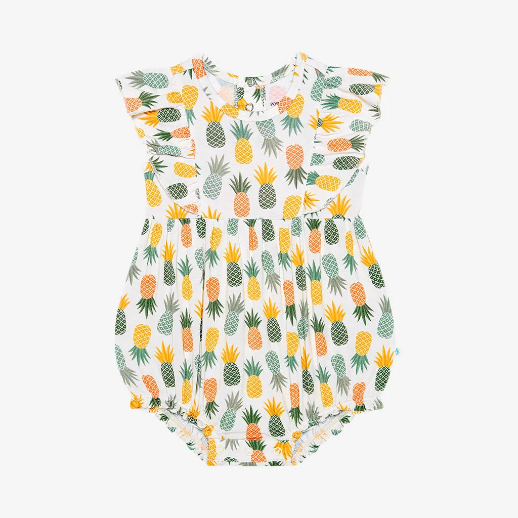 Posh Peanut Flutter Sleeve Bubble Romper in McGuire