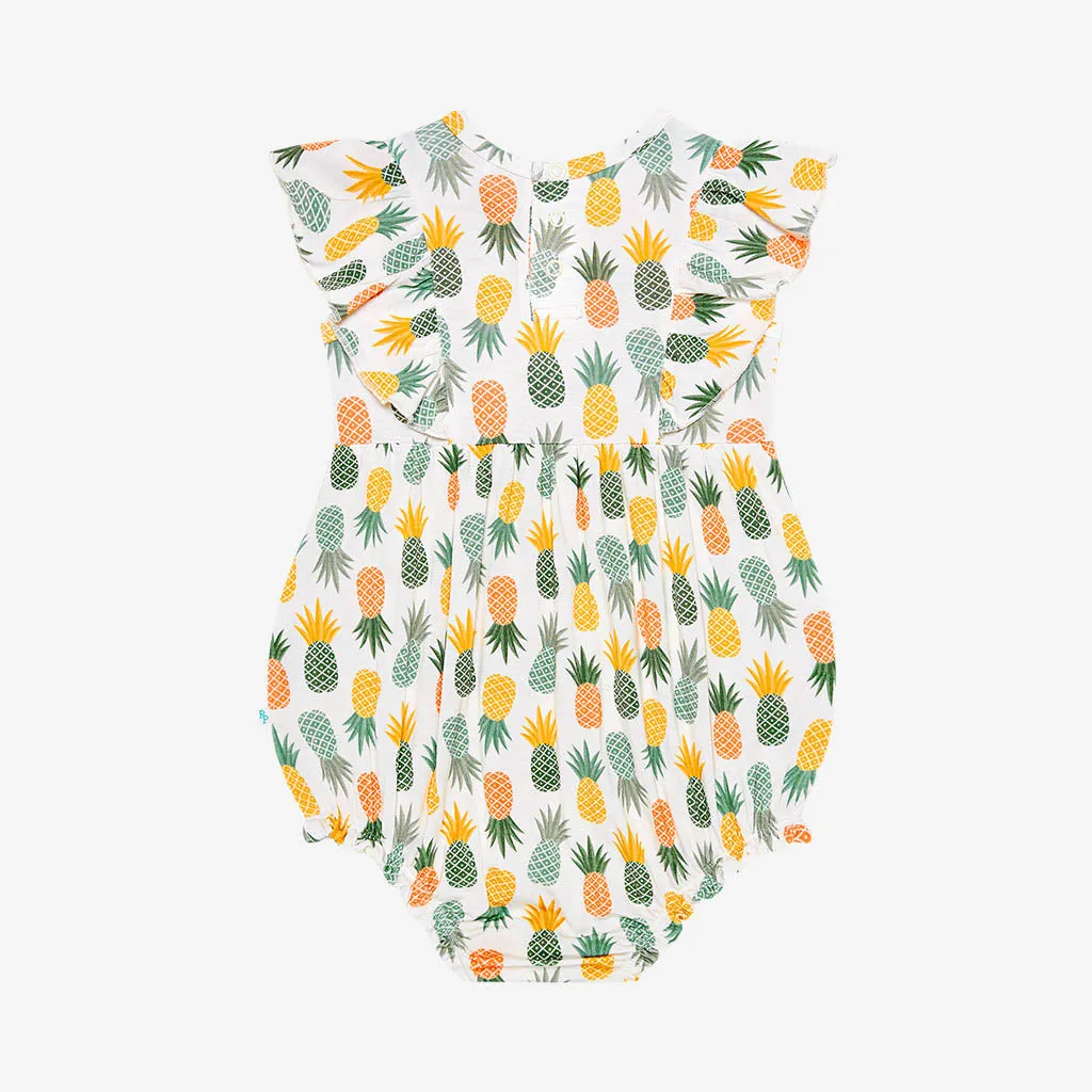 Posh Peanut Flutter Sleeve Bubble Romper in McGuire