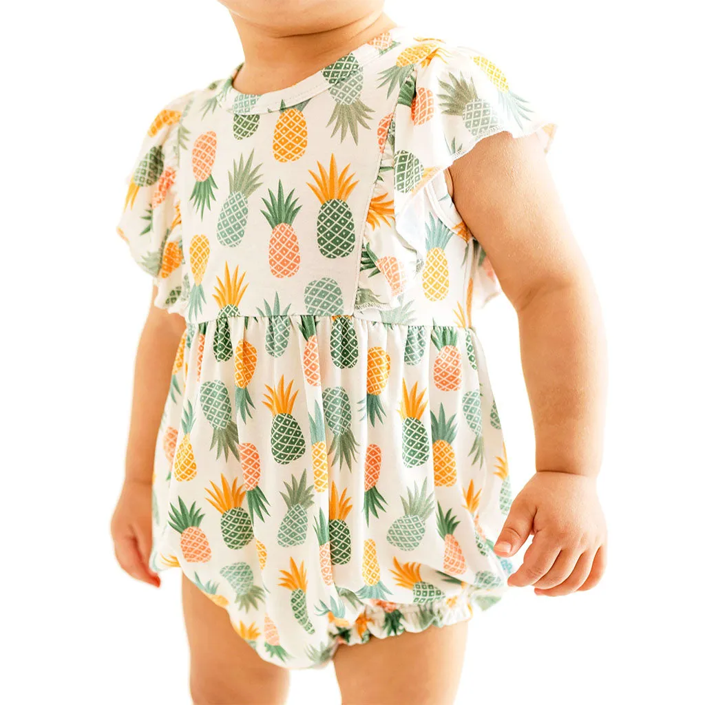 Posh Peanut Flutter Sleeve Bubble Romper in McGuire