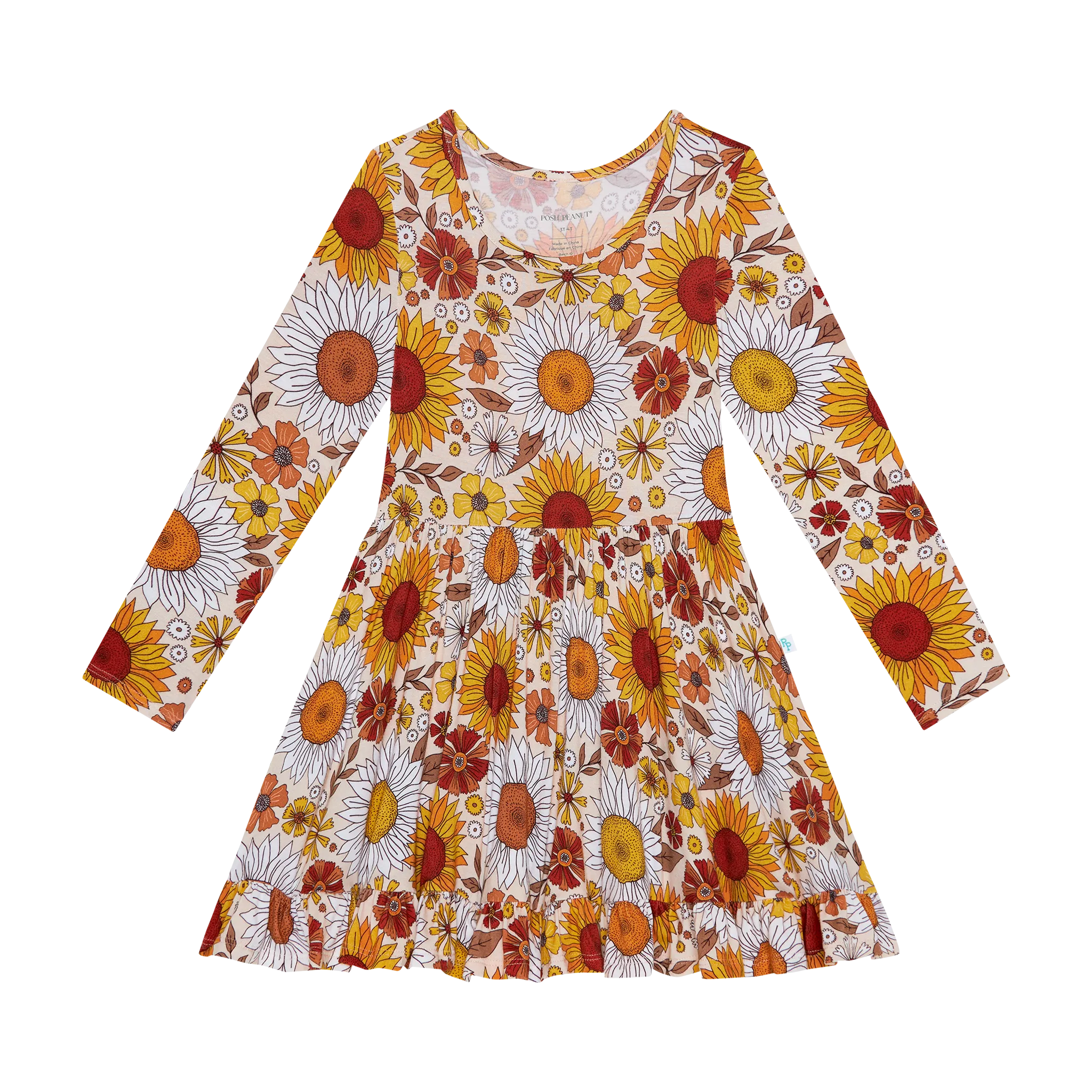 Posh Peanut Goldie L/S Ruffled Twirl Dress