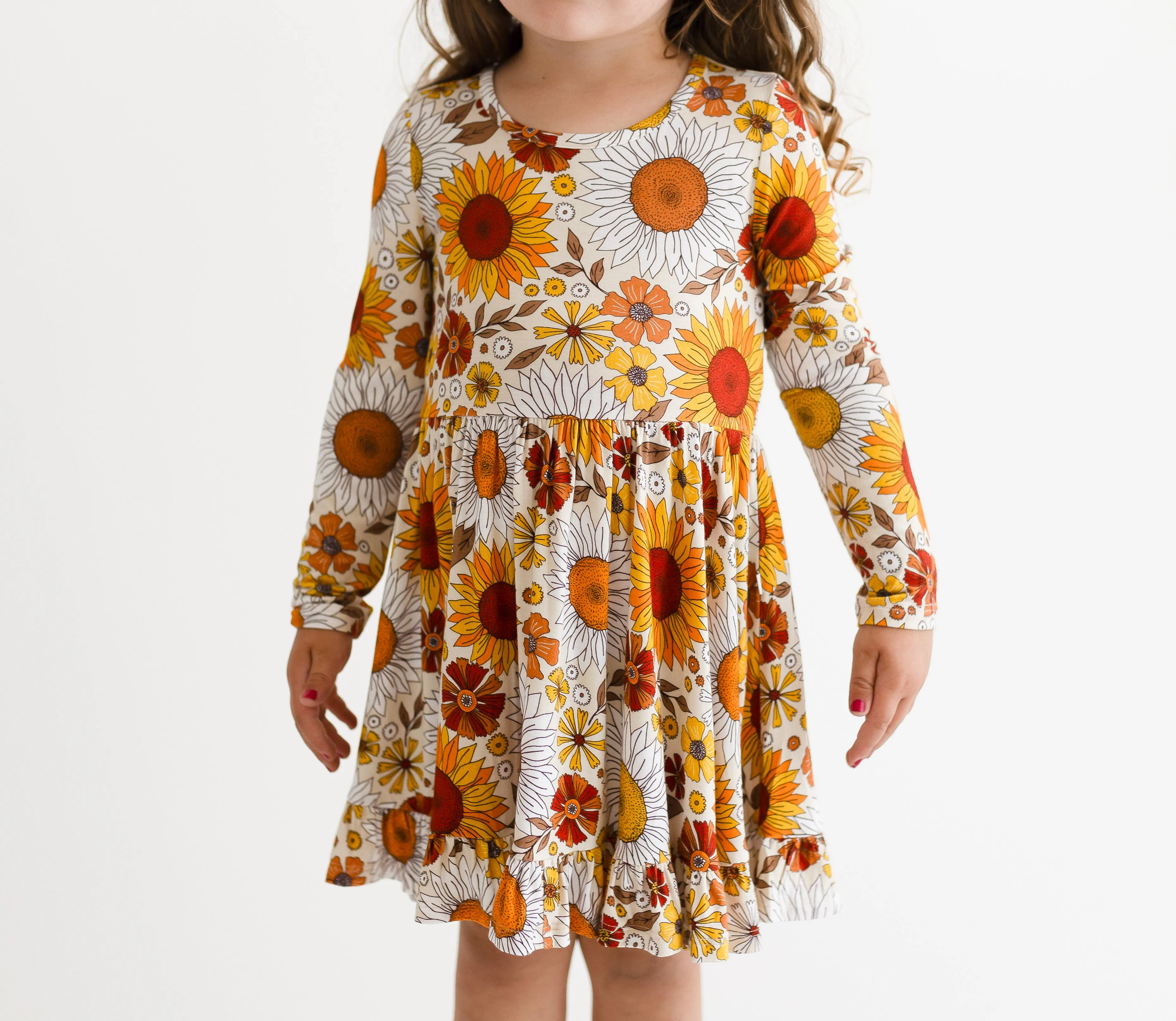 Posh Peanut Goldie L/S Ruffled Twirl Dress