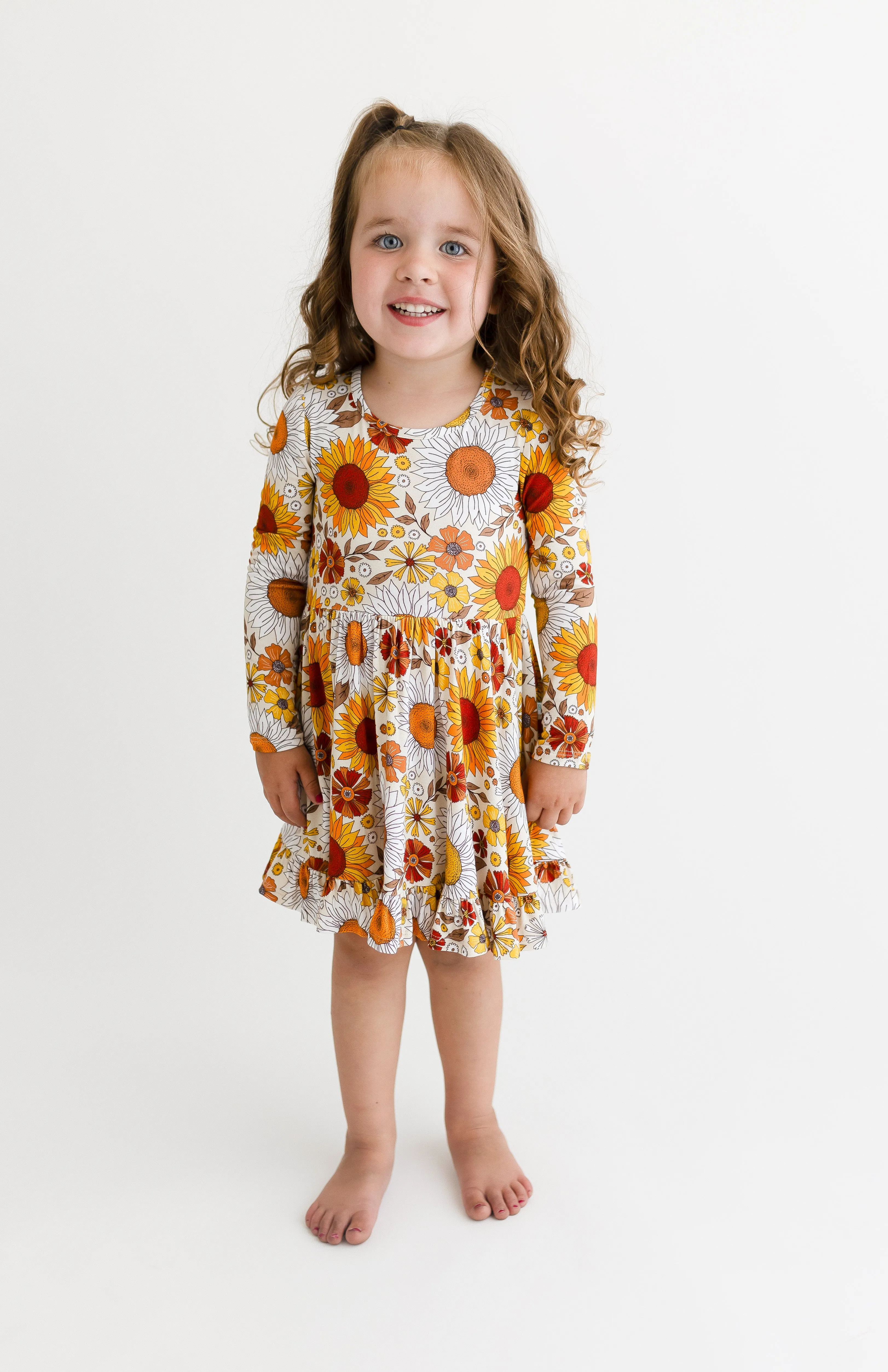 Posh Peanut Goldie L/S Ruffled Twirl Dress