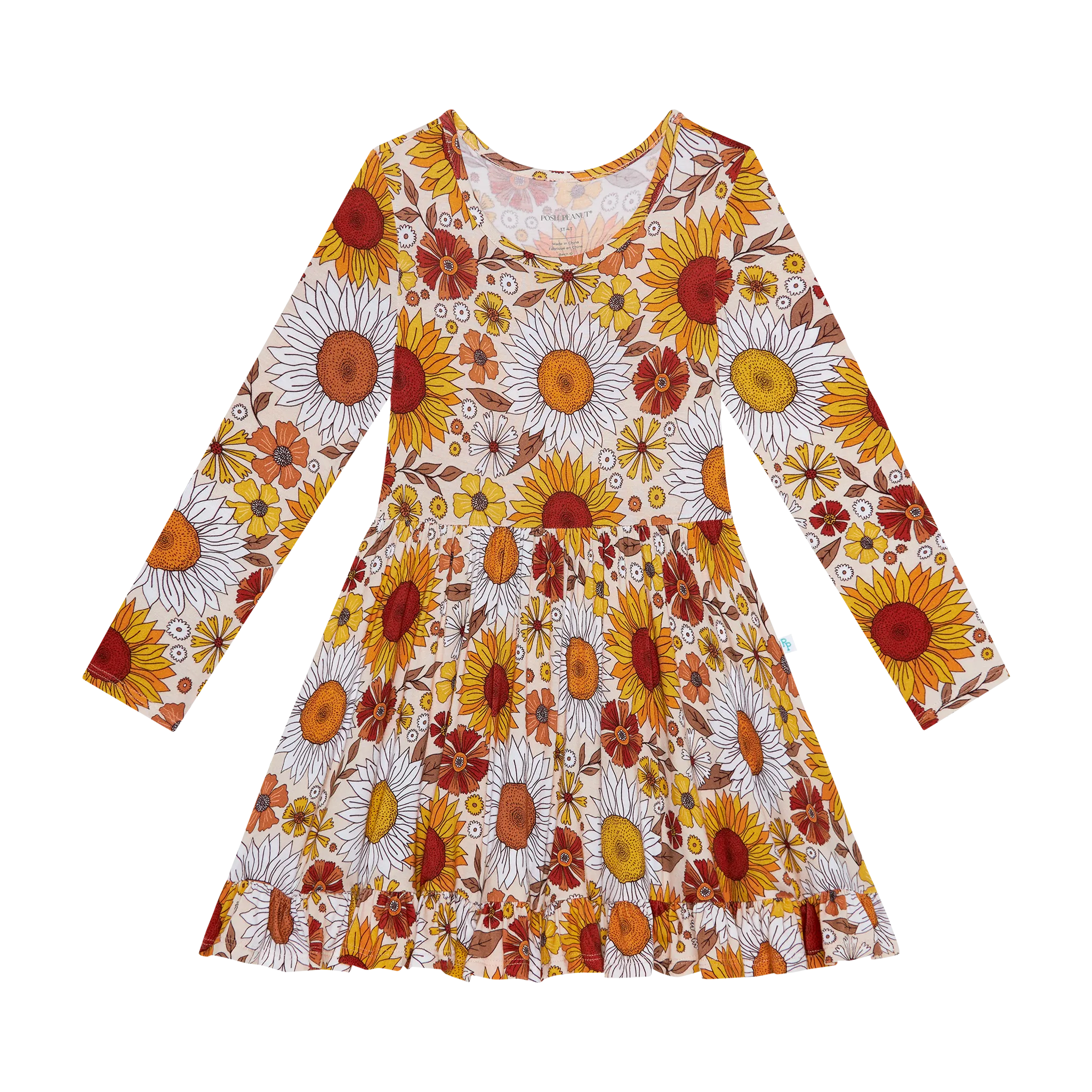Posh Peanut Goldie L/S Ruffled Twirl Dress