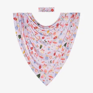 Posh Peanut Holly Infant Swaddle and Headwrap Set