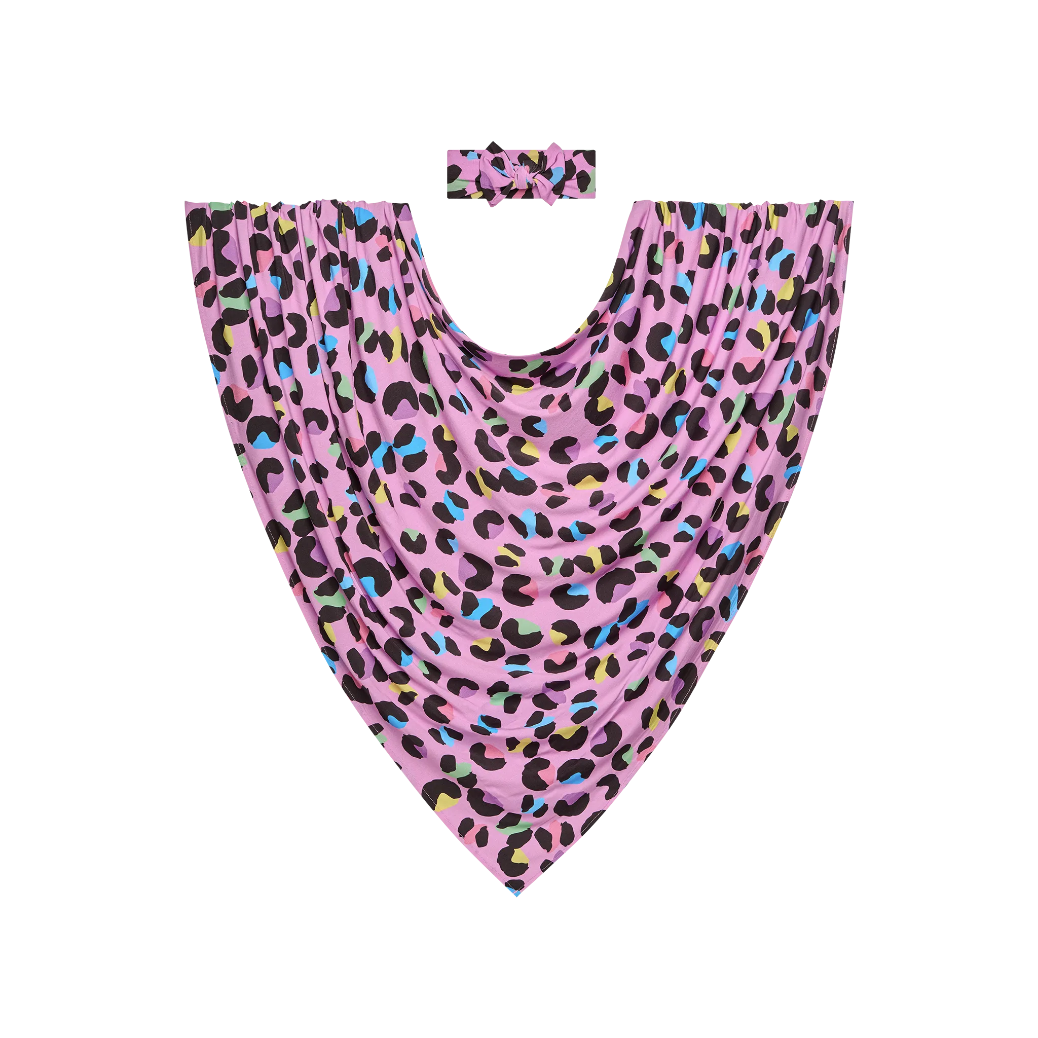Posh Peanut Infant Swaddle & Bow Set - Electric Leopard