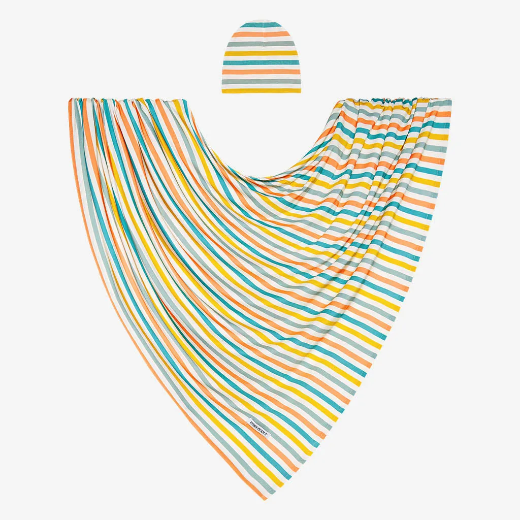 Posh Peanut Popsicle Stripe Swaddle & Beanie Set