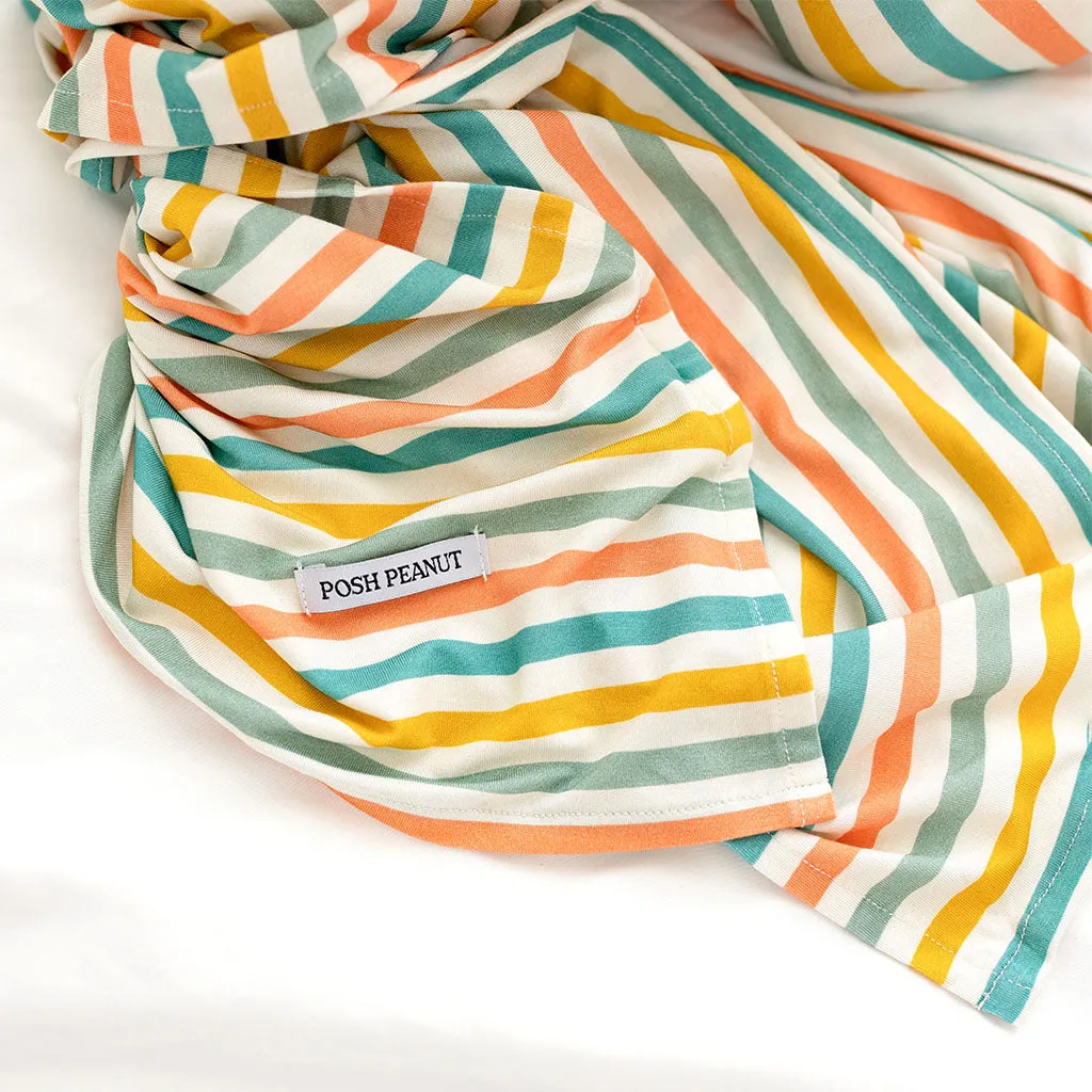 Posh Peanut Popsicle Stripe Swaddle & Beanie Set