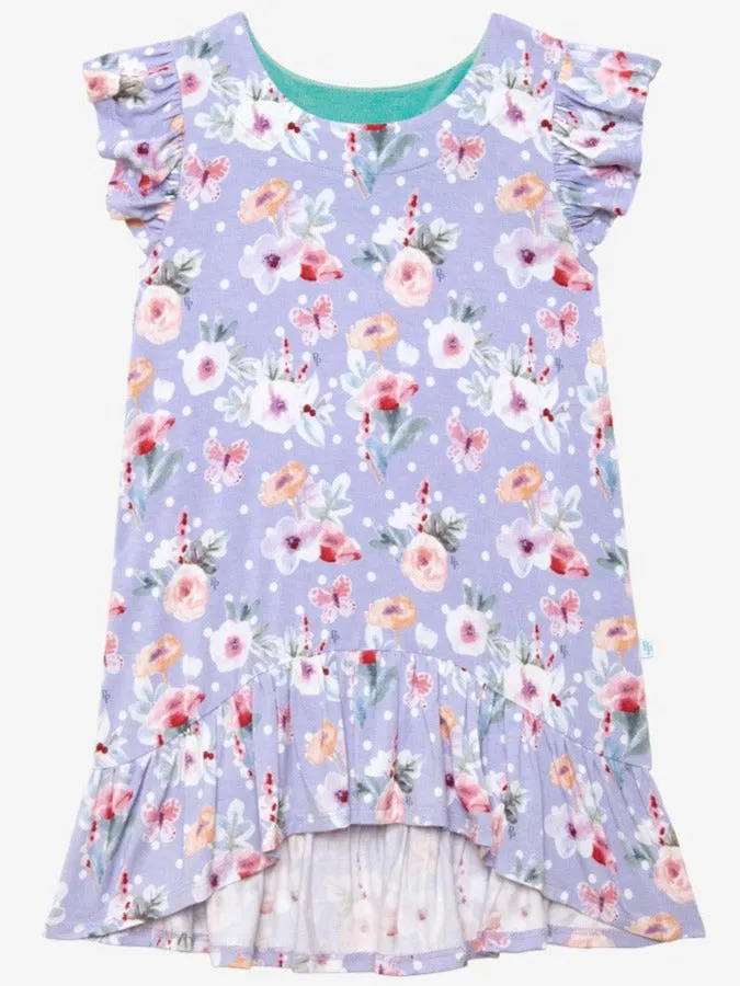 Posh Peanut Samantha Basic Ruffled Capsleeve Hi Low Dress