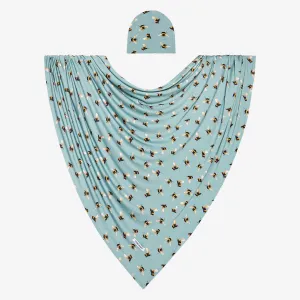 Posh Peanut Spring Bee Infant Swaddle and Beanie Set