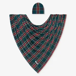 Posh Peanut Tartan Plaid Infant Swaddle and Beanie Set