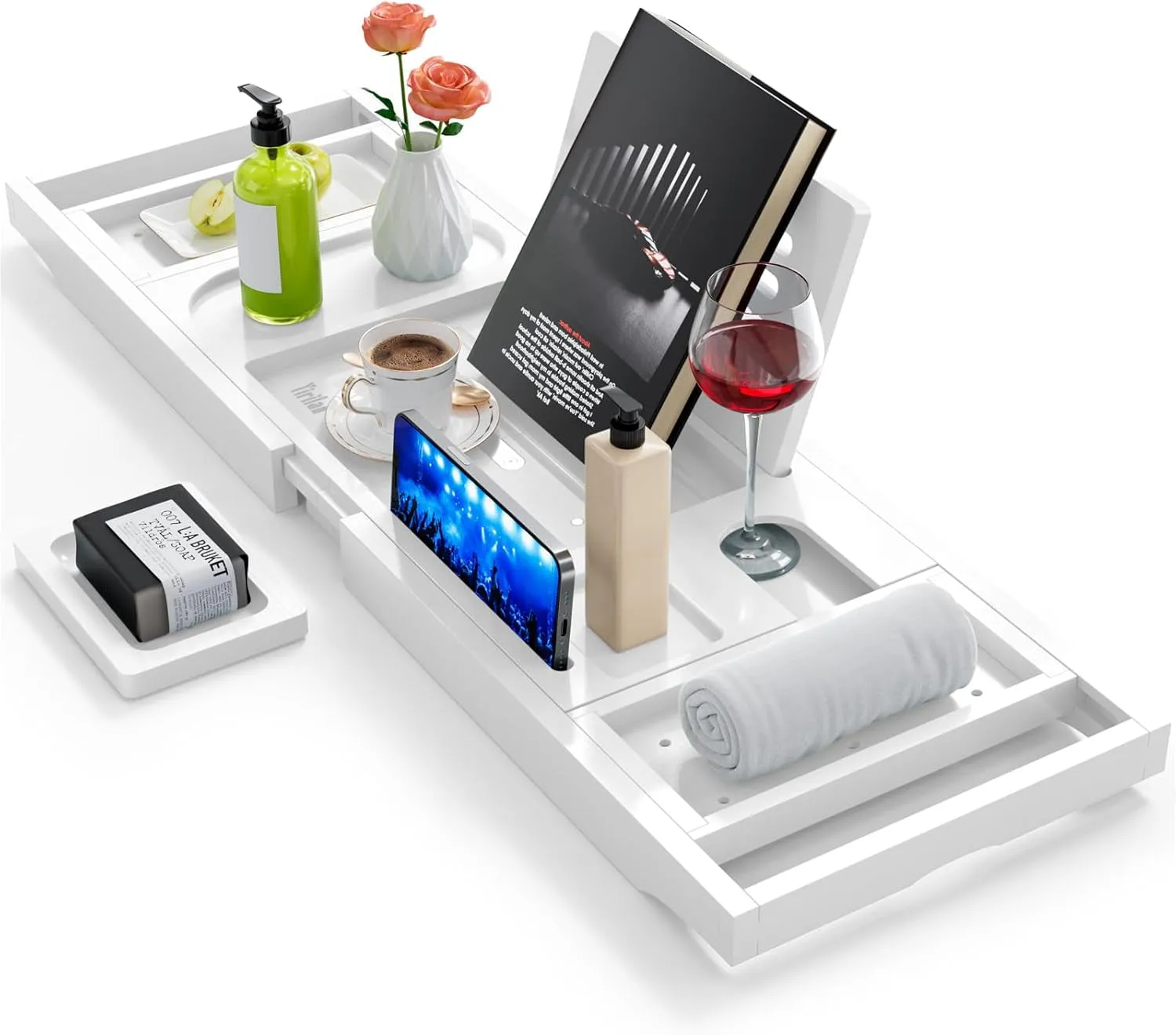 Premium Bathtub Tray Caddy, Expandable Bath Tray, Unique House Warming Gifts, New Home, Anniversary and Wedding Gifts for Couple, Bridal Shower Gift for Women