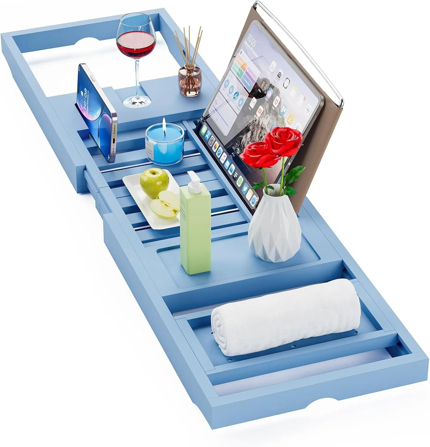 Premium Bathtub Tray Caddy, Expandable Bath Tray, Unique House Warming Gifts, New Home, Anniversary and Wedding Gifts for Couple, Bridal Shower Gift for Women