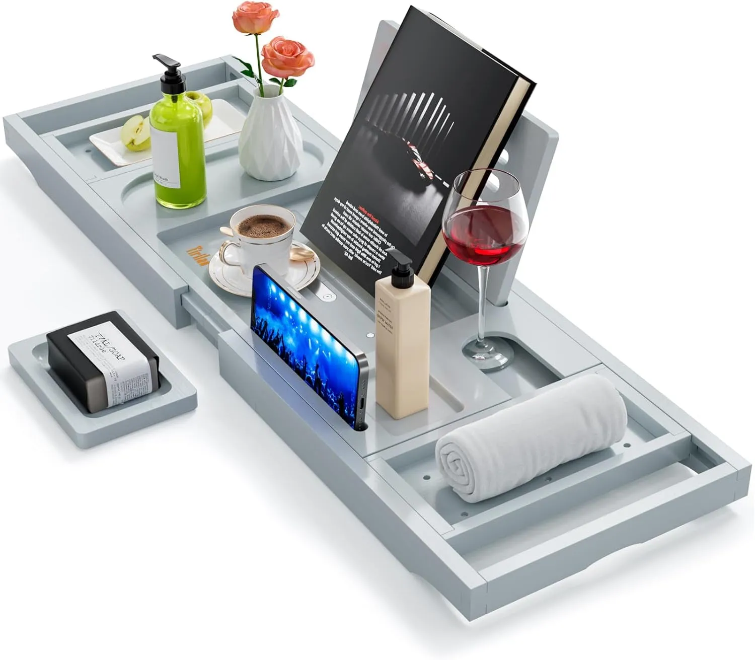 Premium Bathtub Tray Caddy, Expandable Bath Tray, Unique House Warming Gifts, New Home, Anniversary and Wedding Gifts for Couple, Bridal Shower Gift for Women