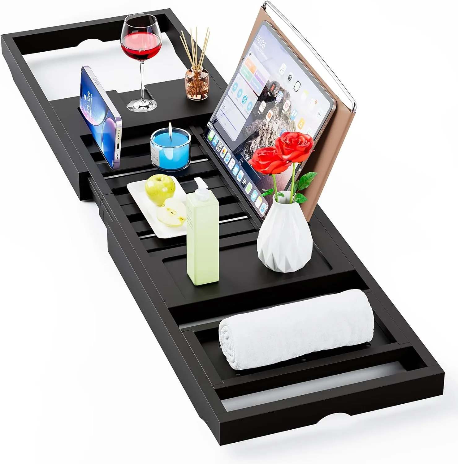 Premium Bathtub Tray Caddy, Expandable Bath Tray, Unique House Warming Gifts, New Home, Anniversary and Wedding Gifts for Couple, Bridal Shower Gift for Women