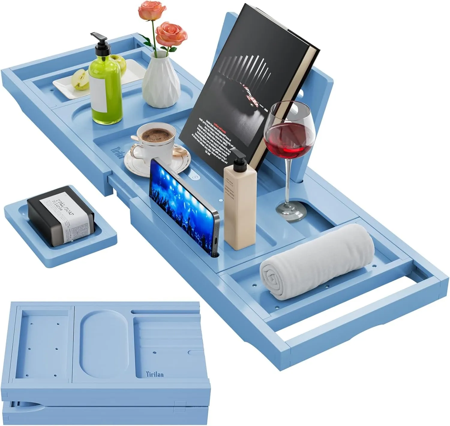 Premium Bathtub Tray Caddy, Expandable Bath Tray, Unique House Warming Gifts, New Home, Anniversary and Wedding Gifts for Couple, Bridal Shower Gift for Women