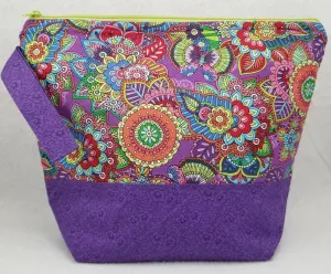 Purple Flowers - Project Bag - Medium