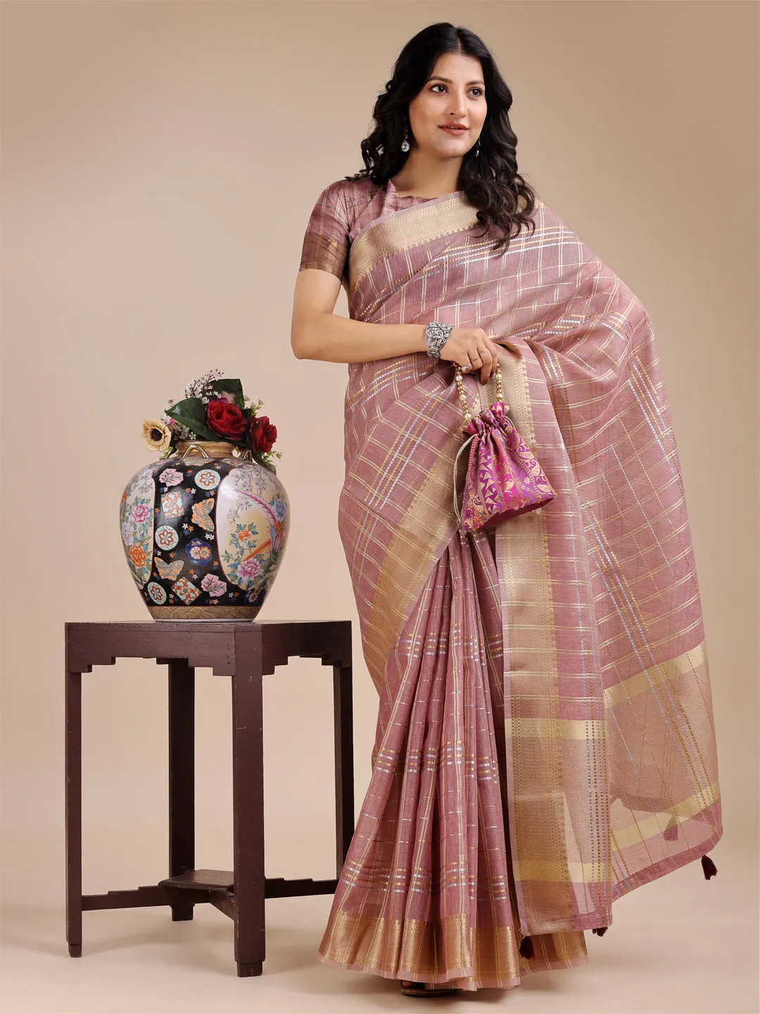 Purple Organza Saree