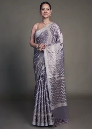 Purple Tissue Silk Saree With Blouse Piece