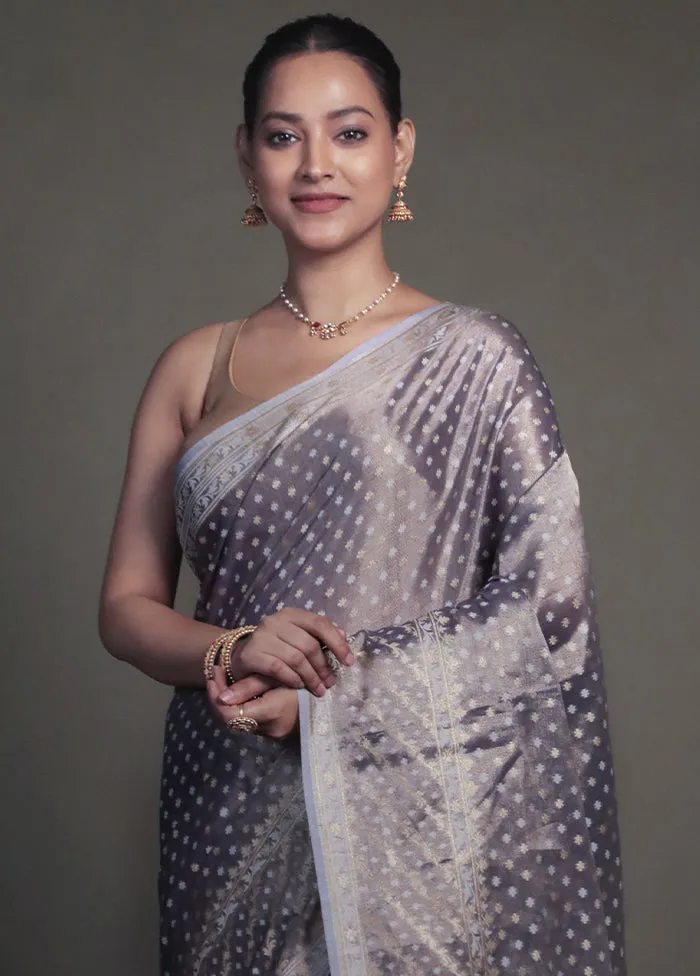 Purple Tissue Silk Saree With Blouse Piece
