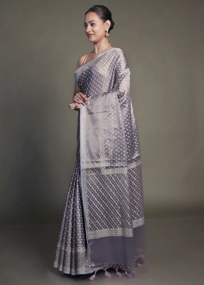 Purple Tissue Silk Saree With Blouse Piece