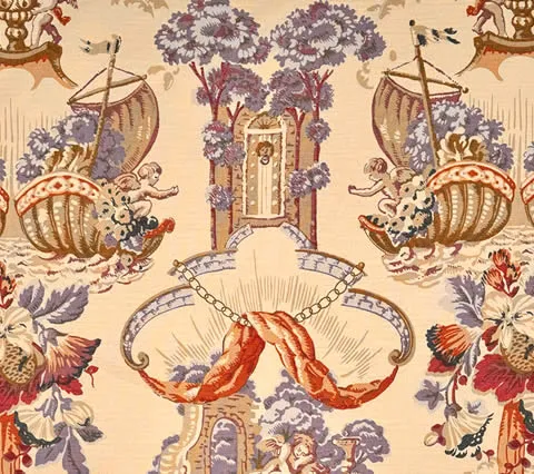 Quadrille Fabric : Amazing Grace - Old Lilacs on Tinted Belgian Linen / Cotton
