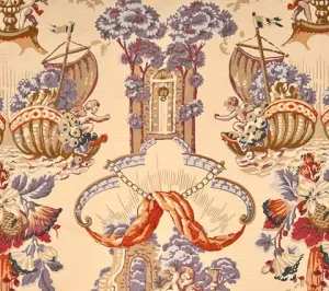 Quadrille Fabric : Amazing Grace - Old Lilacs on Tinted Belgian Linen / Cotton
