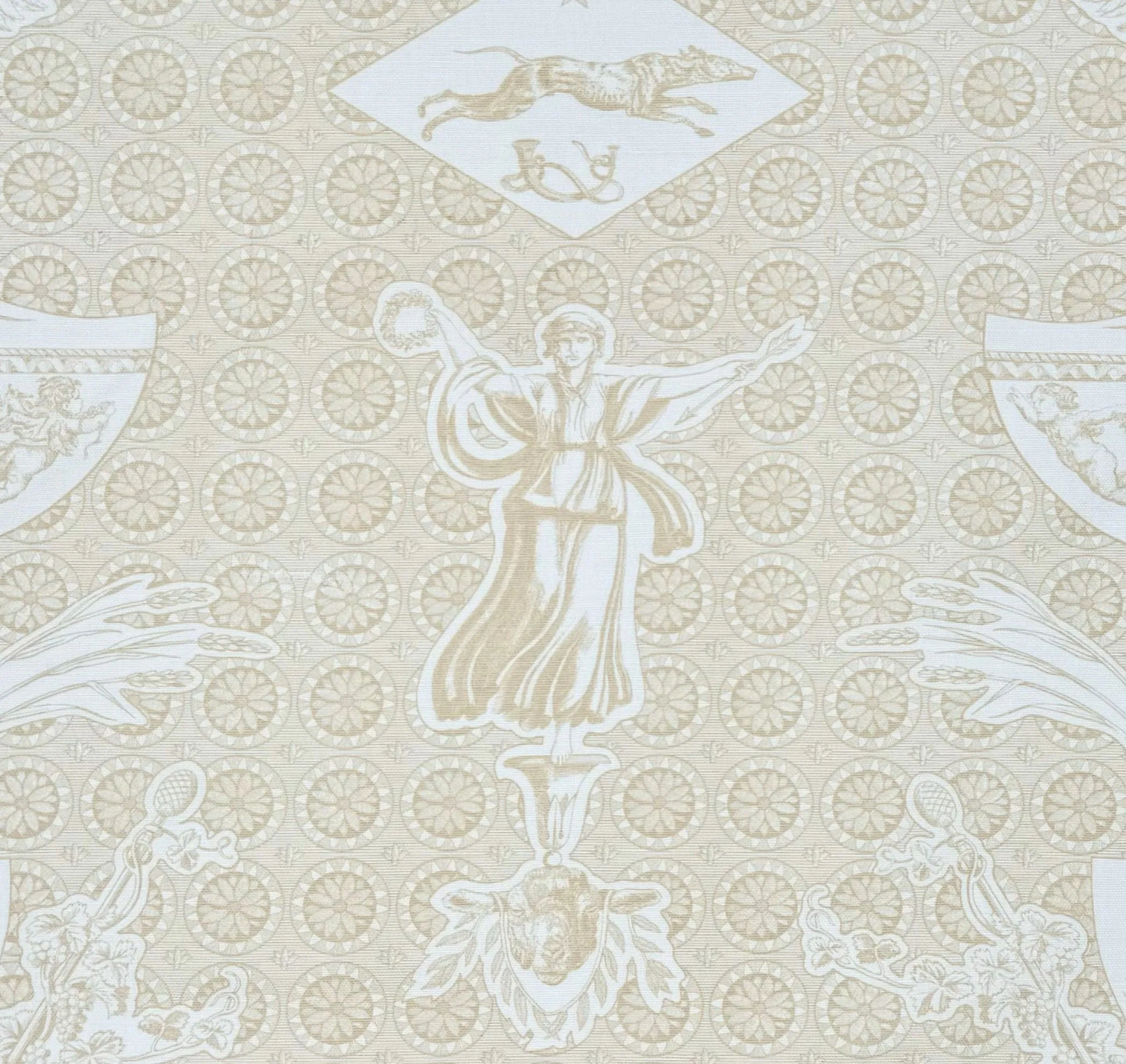 Quadrille Fabrics: Excelsior - Custom Ground /Color -Custom Taupe on White L/C