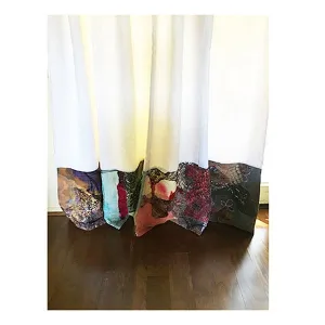 Quilted Curtain Border - Color Block Curtains - Set of 2