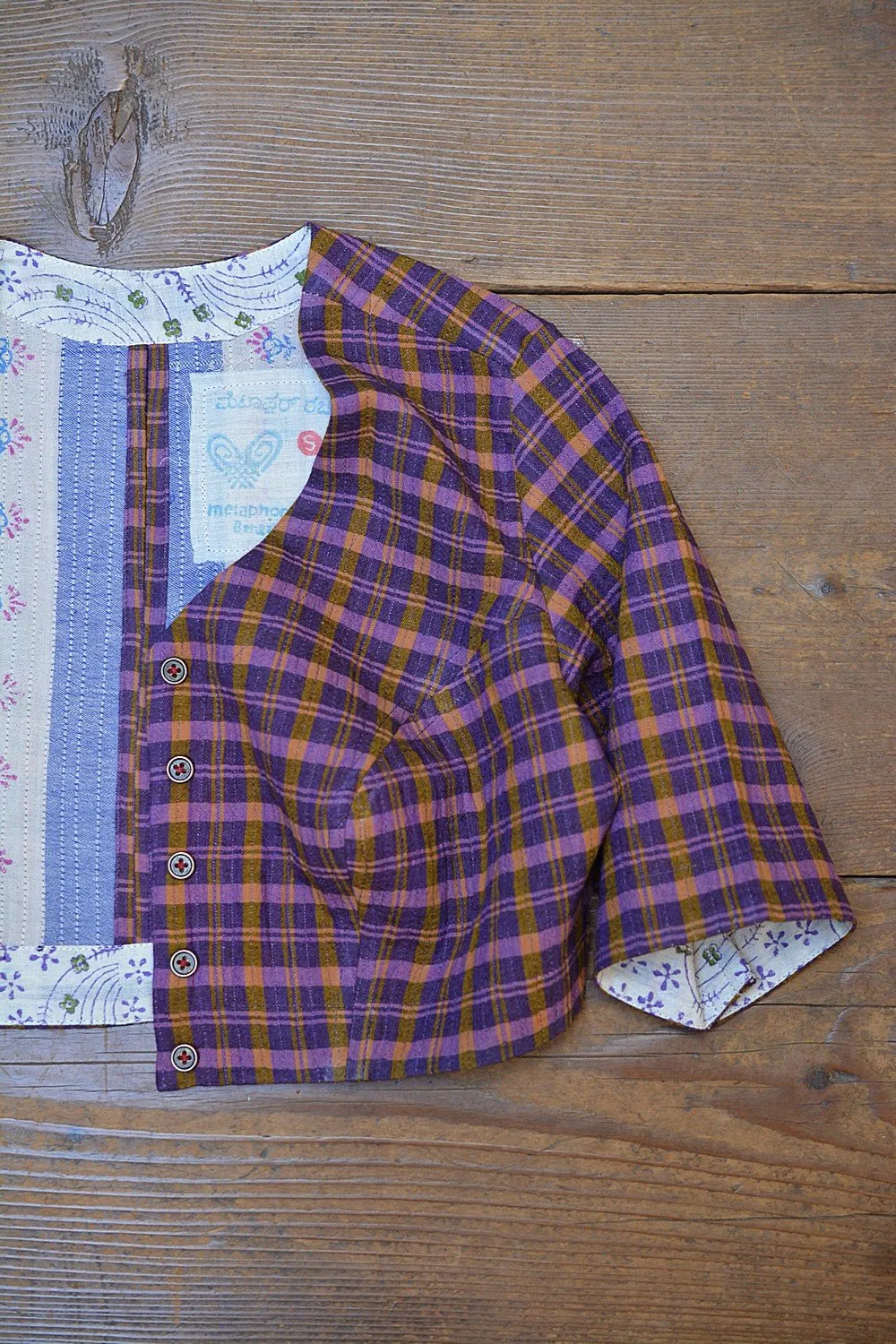 Quilted Khadi Blouse - Grape & Gold