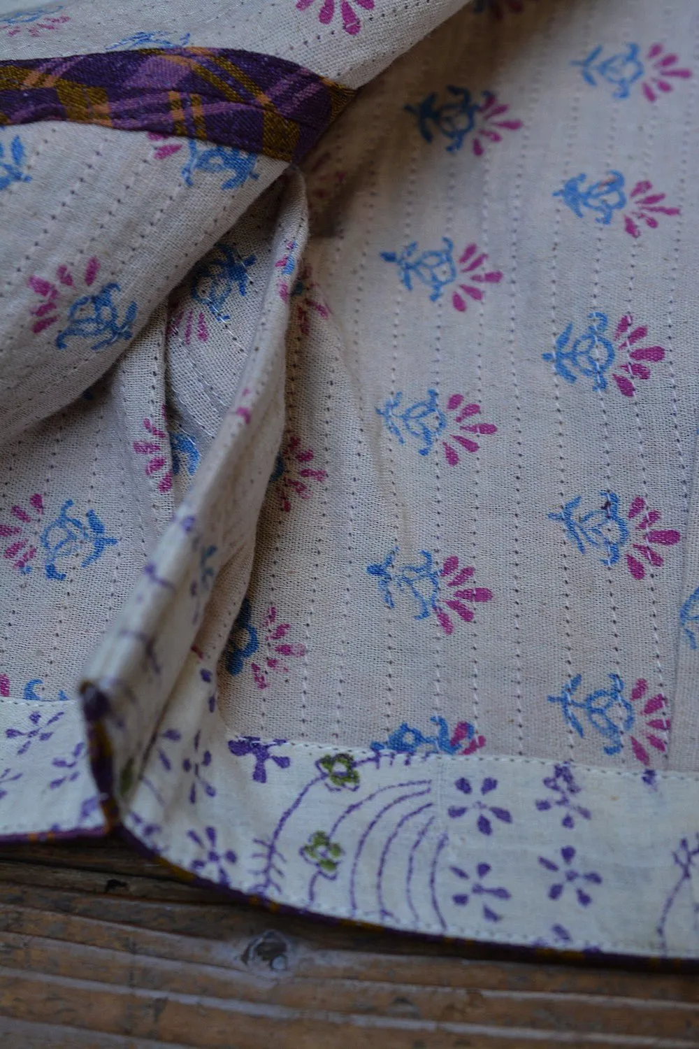Quilted Khadi Blouse - Grape & Gold