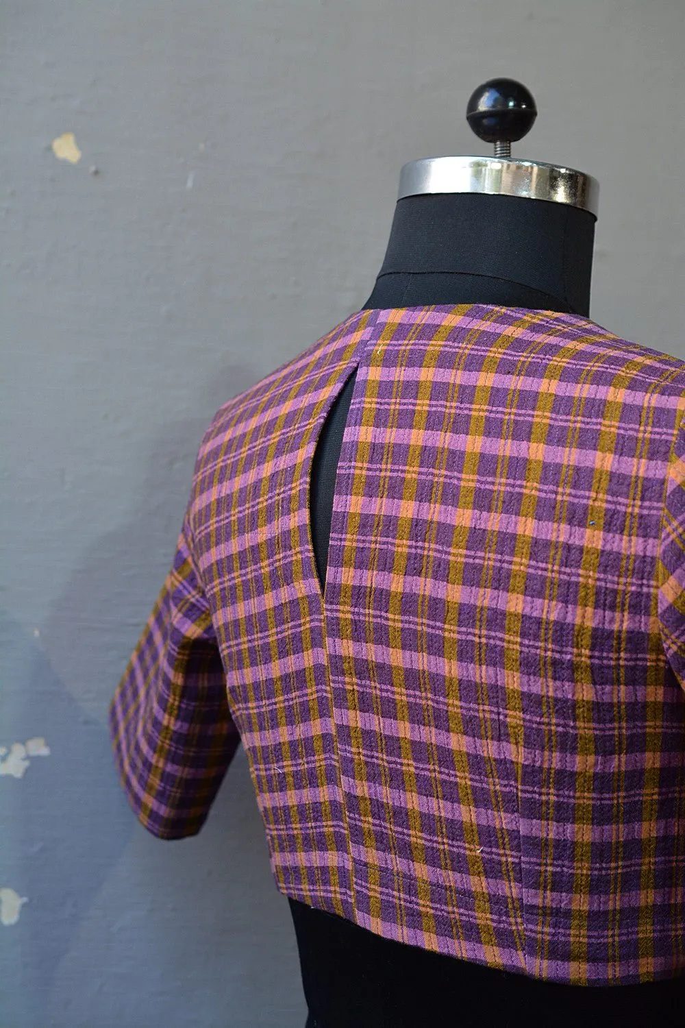 Quilted Khadi Blouse - Grape & Gold
