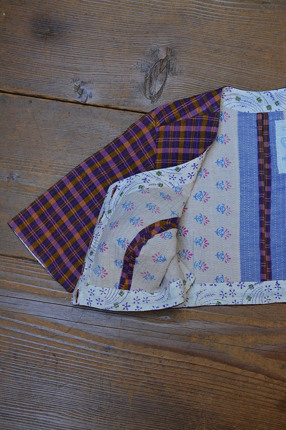 Quilted Khadi Blouse - Grape & Gold