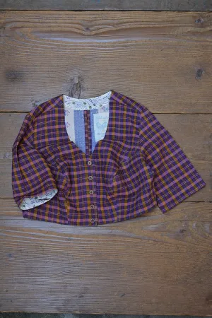 Quilted Khadi Blouse - Grape & Gold