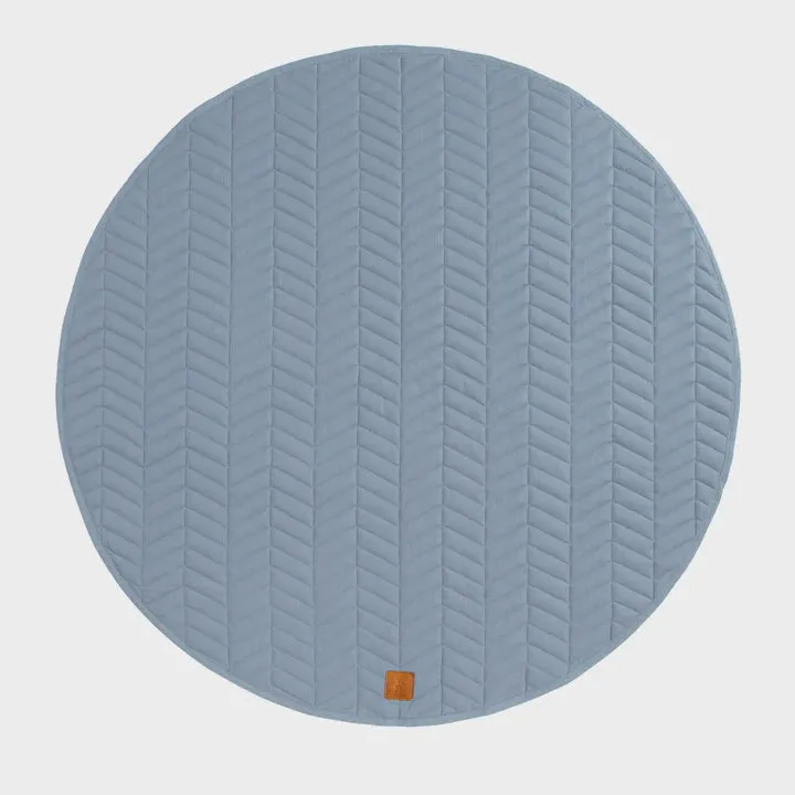 Quilted Reversible Linen Playmat - Slate Blue
