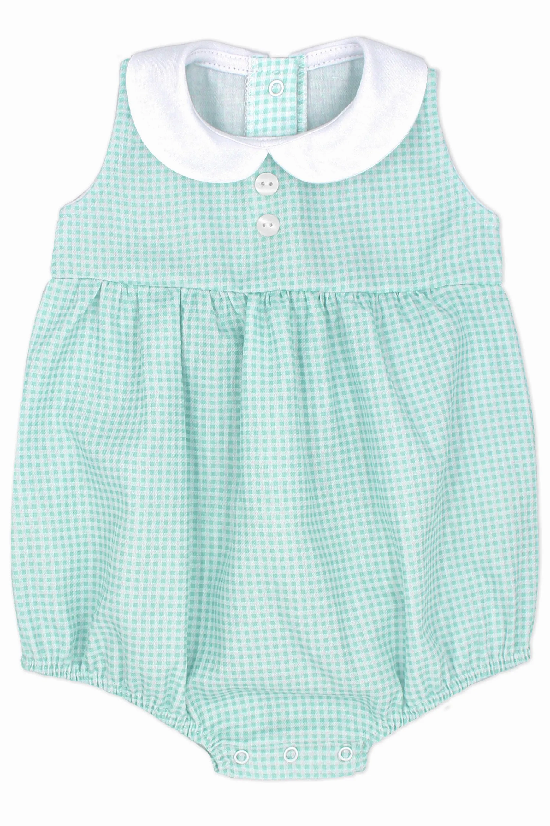 "Enzo" Turquoise Gingham Romper