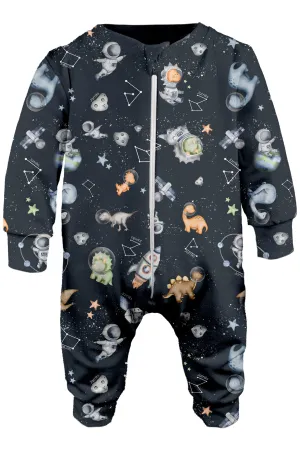 "Jaime" Space Dinosaur Print Bamboo Footless Sleepsuit