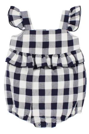 "Lillia" Navy Gingham Romper