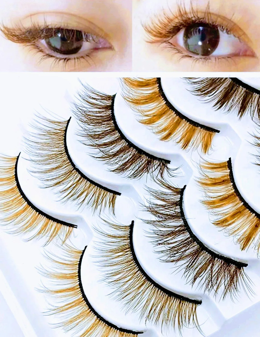 "Mix of Fall" Brown Colored Natural False Eyelashes