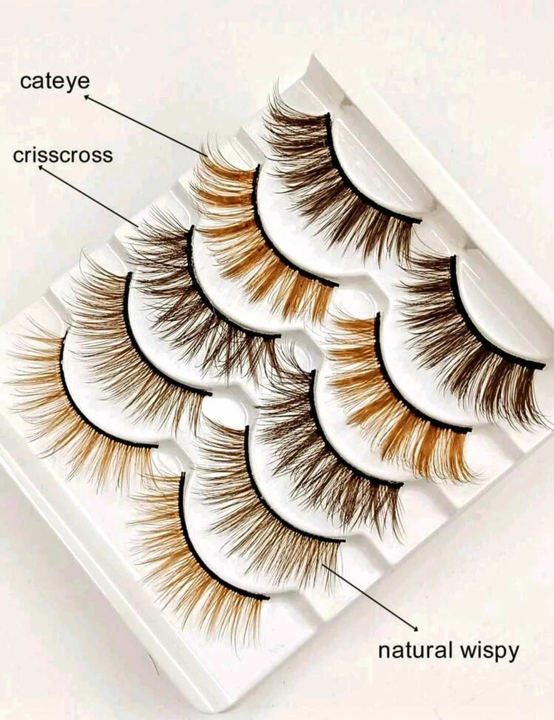 "Mix of Fall" Brown Colored Natural False Eyelashes