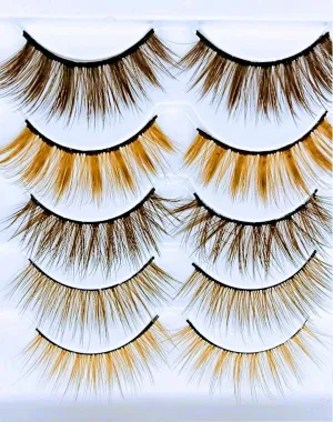 "Mix of Fall" Brown Colored Natural False Eyelashes