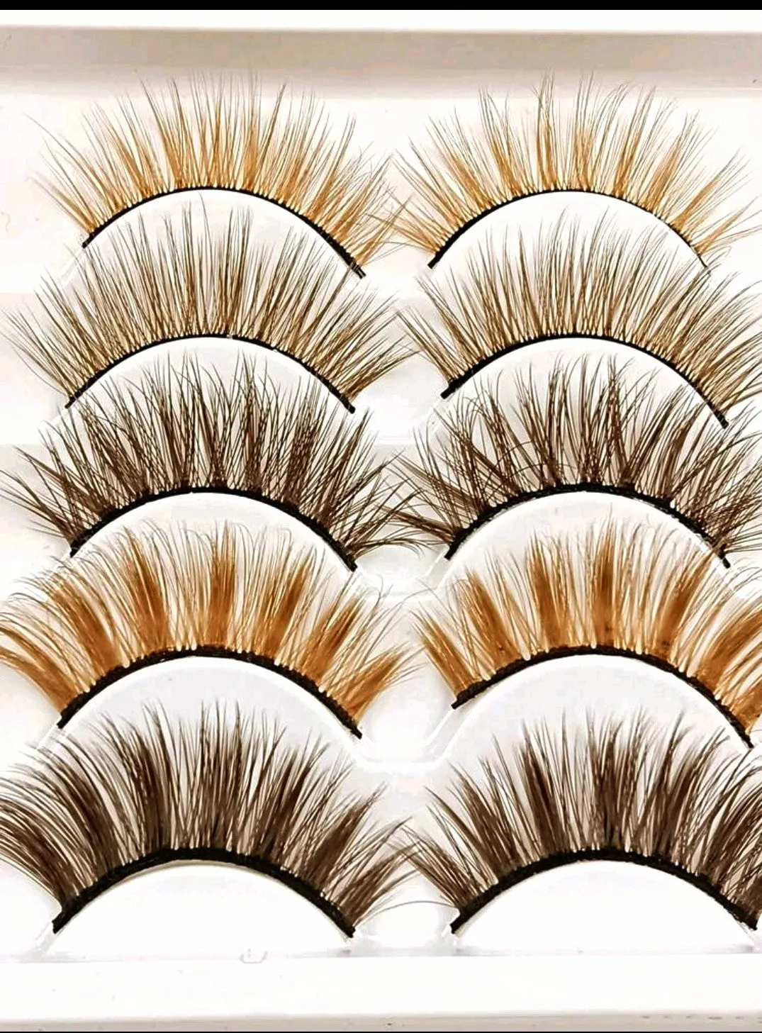 "Mix of Fall" Brown Colored Natural False Eyelashes