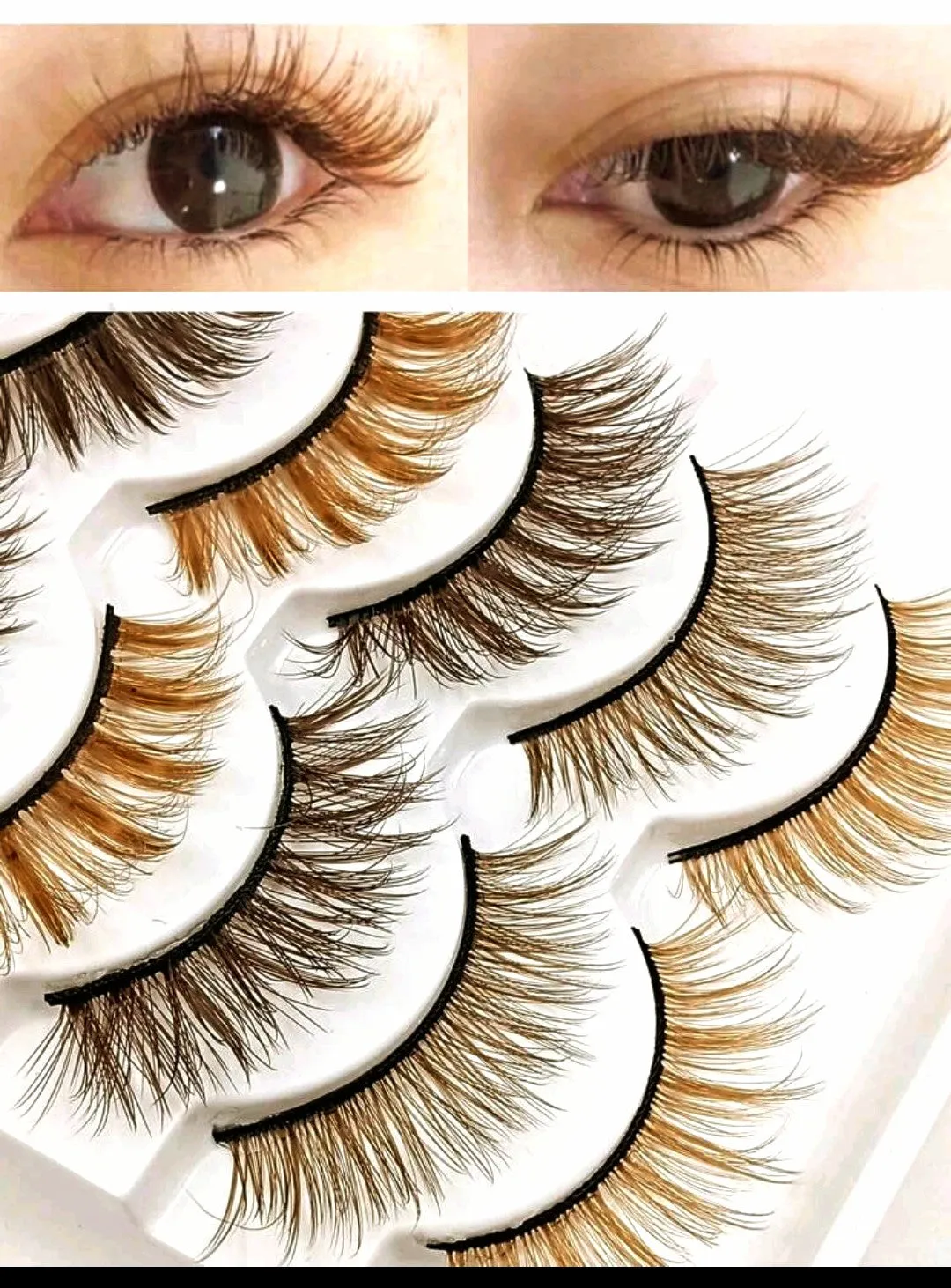 "Mix of Fall" Brown Colored Natural False Eyelashes
