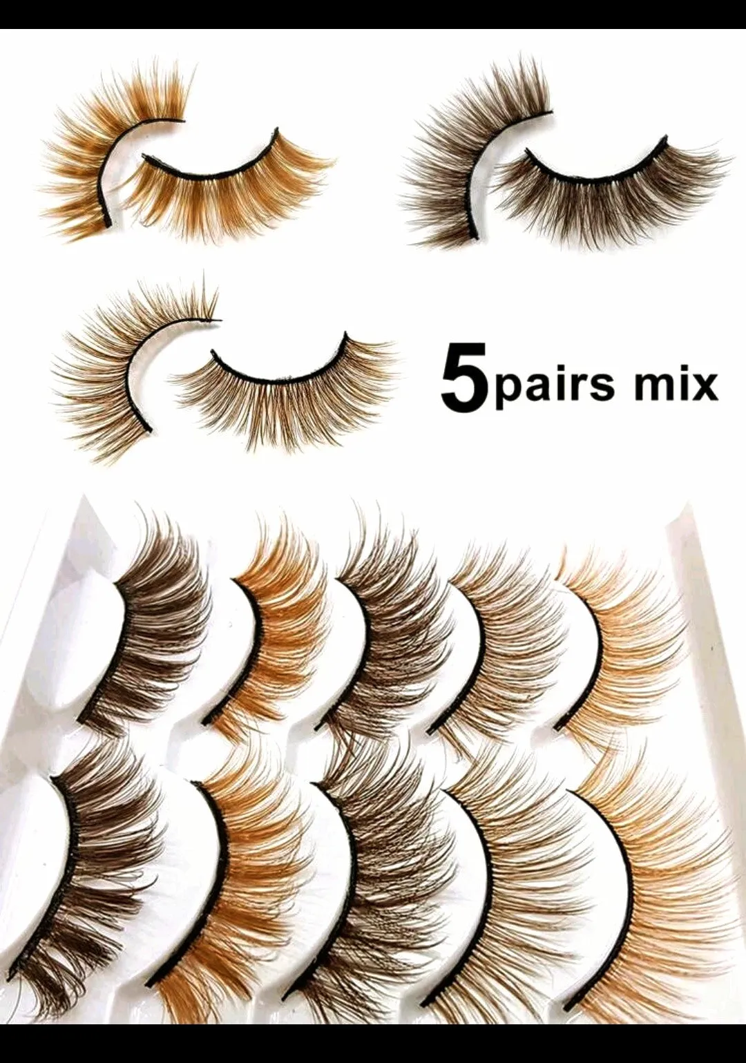"Mix of Fall" Brown Colored Natural False Eyelashes