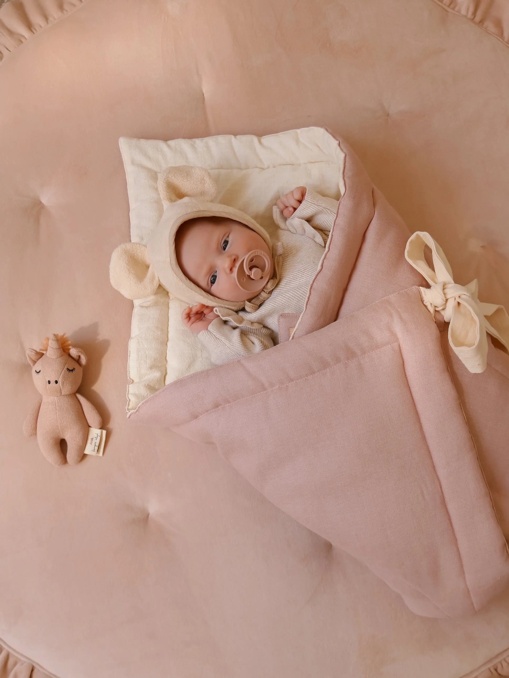 "Powder Pink" Linen Flower Baby Horn