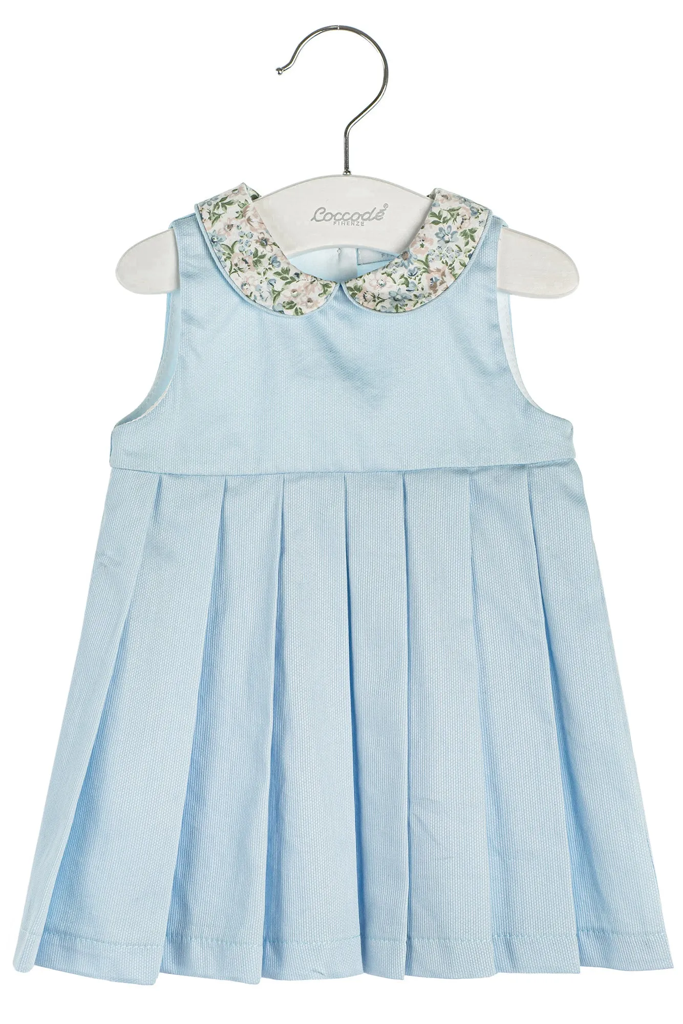 "Rosaline" Powder Blue Floral Pleated Dress