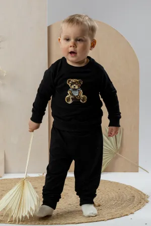 "Timothy" Black Bamboo Teddy Tracksuit
